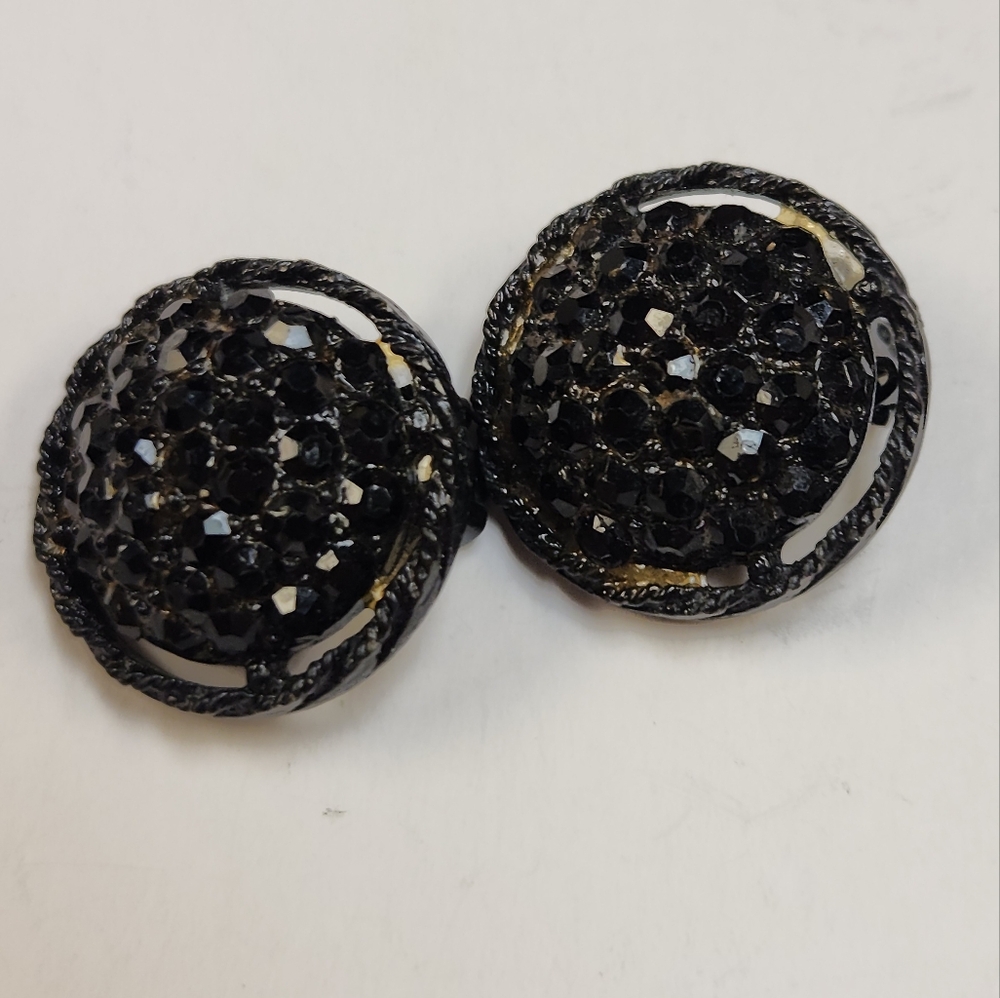 Vtg Weiss Black Clip Ons